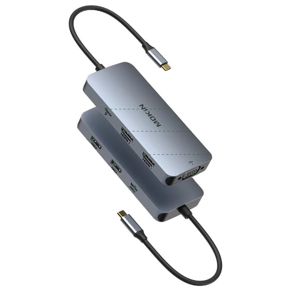 MOKiN USB-C Hub, 14 porte inklusive 4K HDMI, 100W strømadapter,7 i 1