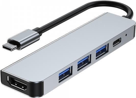 Gembird A-CM-COMBO5-03 kannettavan telakointiasema ja porttitoistin Kiinteä USB 3.2 Gen 1 (3.1 Gen 1) Type-C Silver (A-CM-COMBO5-03)
