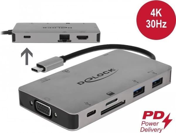DeLOCK - Dockningsstation - USB-C - VGA, HDMI - GigE (87735)