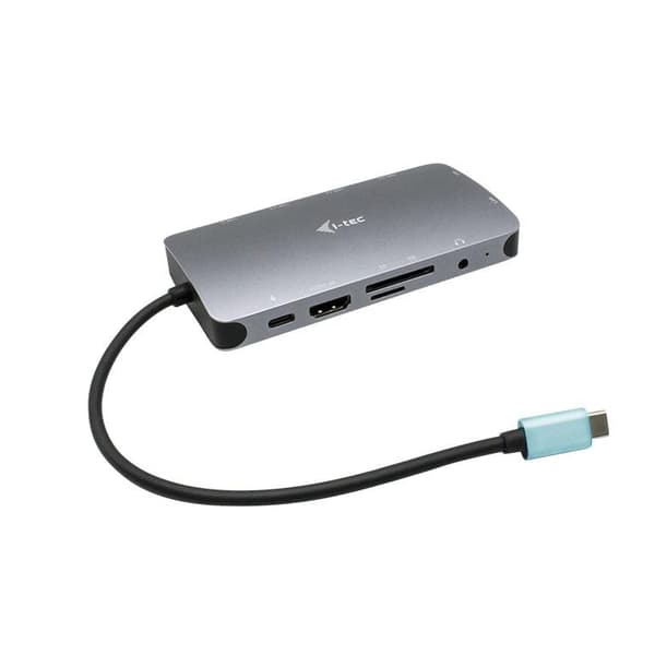 I-TEC USB-C Metal Nano Dock 1xHDMI 1xVGA 1xSD-kortinlukija 1xmicroSD-kortinlukija 1xGLAN 1xAudio/Mic 3xUSB 3.1 1xUSB-C Data 1xUSB-C PD (C31NANODOCKVGA