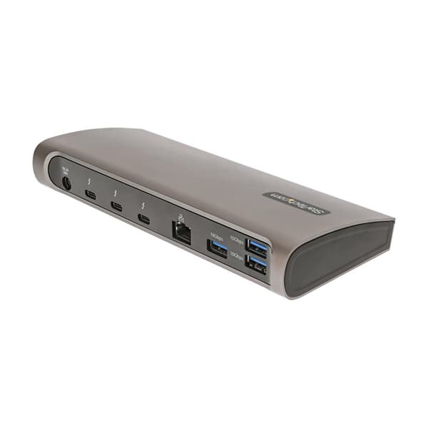 StarTech.com Thunderbolt 4 -telakka, 96 W virransyöttö, yksi 8K/kaksi näyttö 4K 60 Hz, 3xTB4/USB4-portit, 4xUSB-A, SD, GbE, Thunderbolt 4 -telakointia