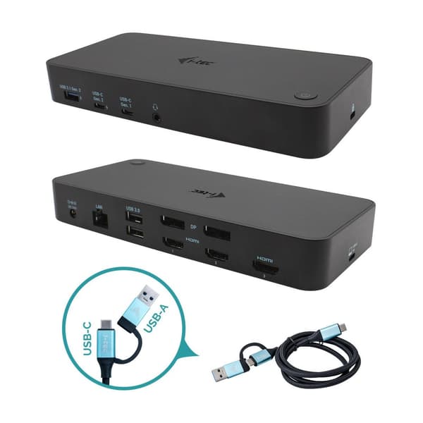 i-tec USB 3.0 / USB-C / Thunderbolt, 3x 4K-telakointiasema + virransyöttö 100 W
