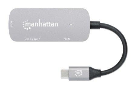Manhattan 130707 kannettavan telakointiasema ja porttitoistin langallinen USB 3.2 Gen 1 (3.1 Gen 1) Type-C alumiini (130707)