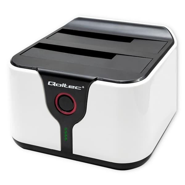 Qoltec 50309 HDD SSD 2.5" 3.5" telakointiasema | SATA III | USB 3.0 | Supernopeus 5Gb/s | kloonaustoiminnolla