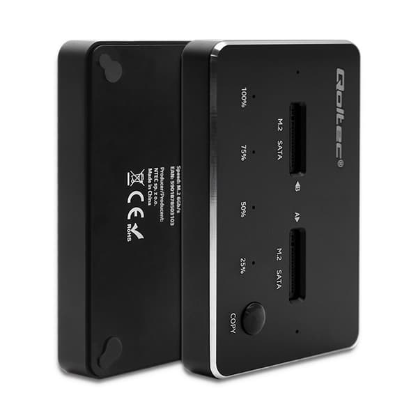 Qoltec 50310 Drevdockingstation 2x SSD M.2 SATA | NGFF | USB Type C