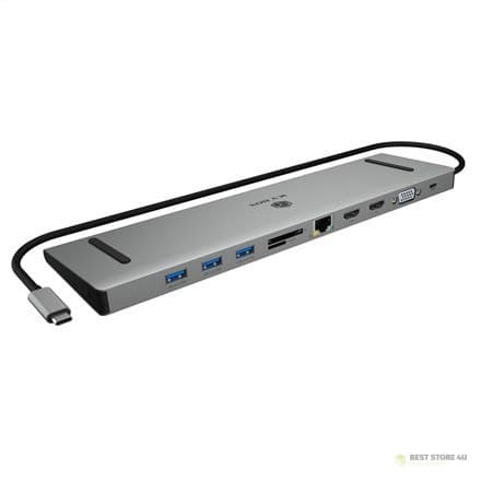 IcyBox USB-C -> HDMI/VGA/USB-A/USB-C/3.5mm telakointiasema