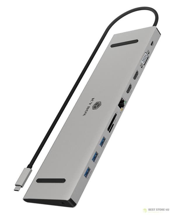 IcyBox USB-C -> HDMI/VGA/USB-A/USB-C/3.5mm telakointiasema