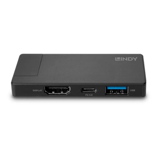 Lindy DST-Micro, USB-C-dockningsstation för bärbar dator med 4K-stöd och 100 W pass-through-laddning
