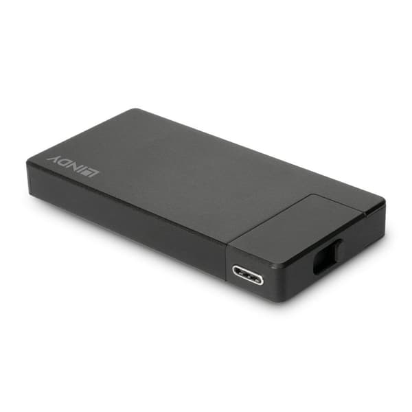 Lindy DST-Micro, USB-C-dockningsstation för bärbar dator med 4K-stöd och 100 W pass-through-laddning