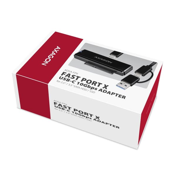 Axagon ADSA-FPX USB-C 10Gbps FAST PORT X-adapter för 2,5"/3,5" SSD/HDD
