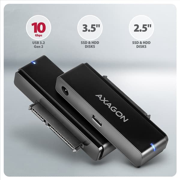 Axagon ADSA-FPX USB-C 10Gbps FAST PORT X-adapter för 2,5"/3,5" SSD/HDD