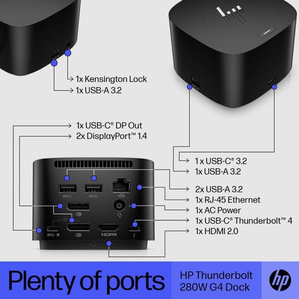 HP Thunderbolt Dock 280W G4 -telakointiasema, 4J0G4AA#ABB