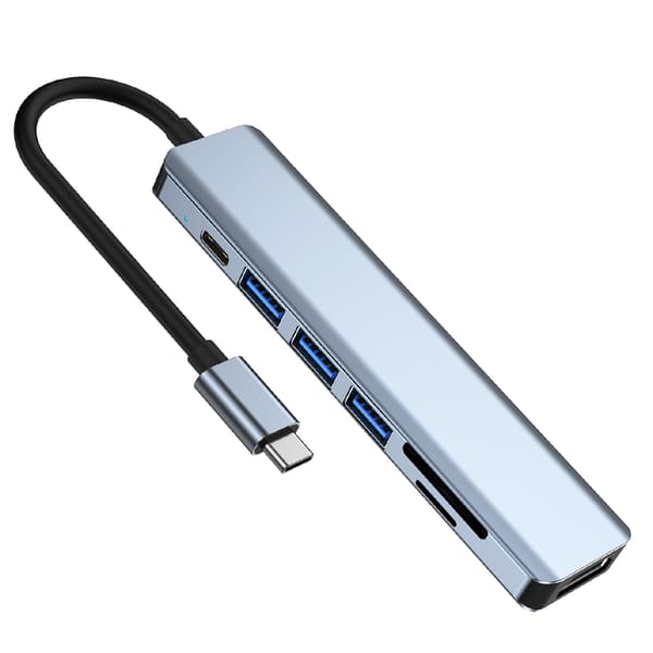 INF 7-i-1 Type-C Hub: HDMI, PD, SD/TF, USB 3.0 & 2.0 Porter