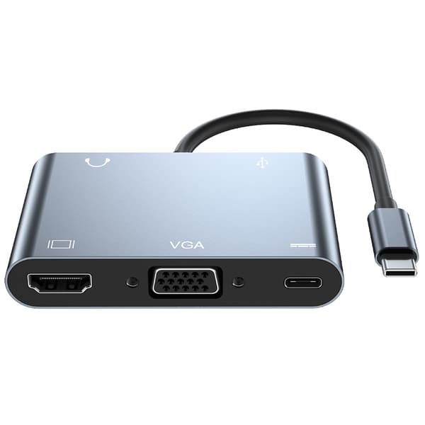INF 5-i-1 USB-C-hubb: HDMI, PD, VGA, USB 3.0 och ljud