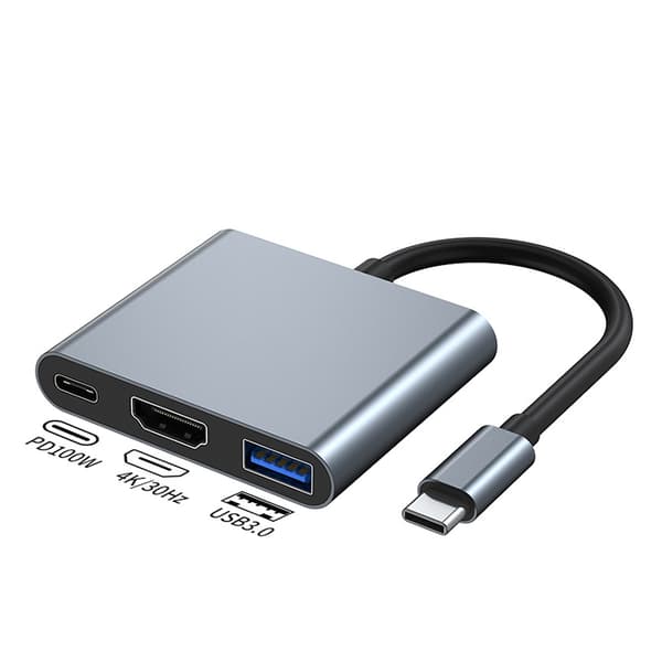 INF Högkvalitativ 4K30Hz USB-C-hubb med 100W PD-laddning