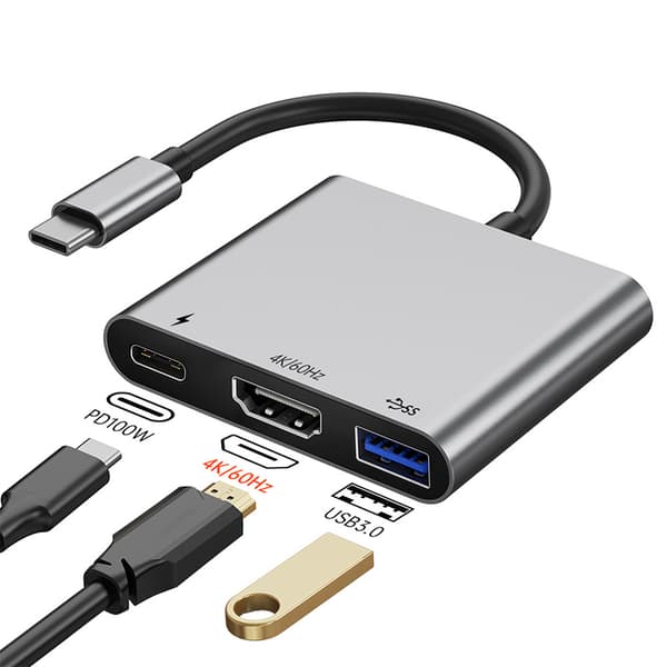 INF Kompakt 4K60Hz USB-C Hub med PD100W Laddning