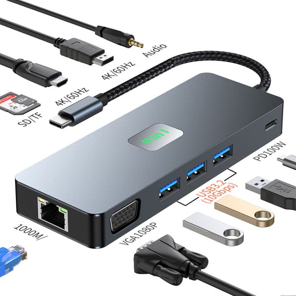 INF 11-i-1 USB-C-hubb: Utöka anslutningsmöjligheterna med 4K 60Hz HDMI