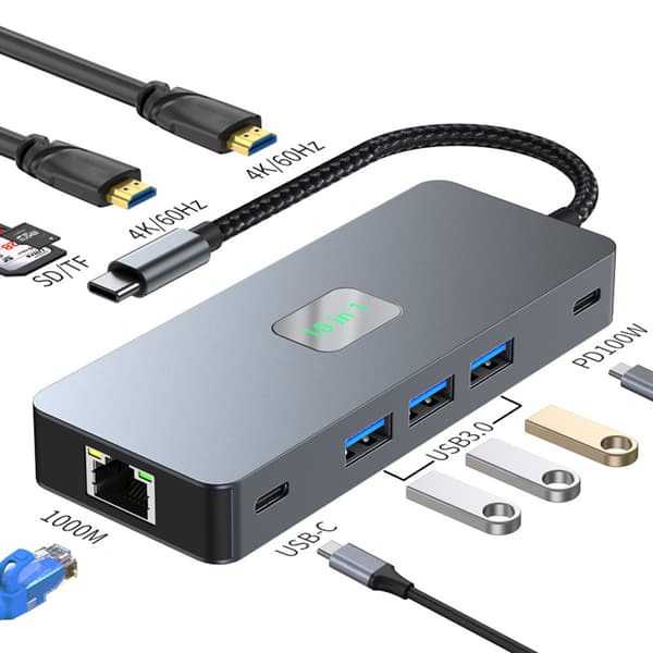 INF 10-i-1 USB-C Dockingstation med Dual 4K60Hz Display