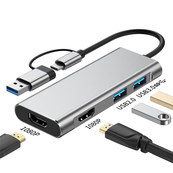 INF USB 3.0 & Type-C till Dual HDMI 1080P Dockningsstation
