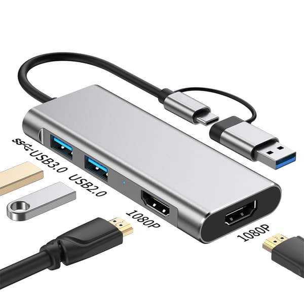 INF USB 3.0 & Type-C till Dual HDMI 1080P Dockningsstation