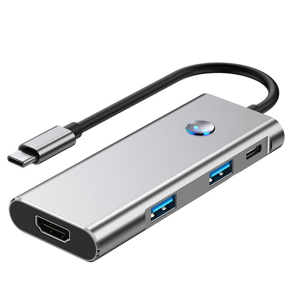 INF 6-i-1 USB-C Hub 4K/60Hz USB 3.2 10G Dataöverföring Grå