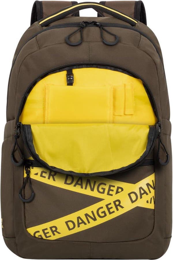 Rivacase Erebus anteckningsboksväska 39,6 cm (15,6") Ryggsäck Khaki, Gul