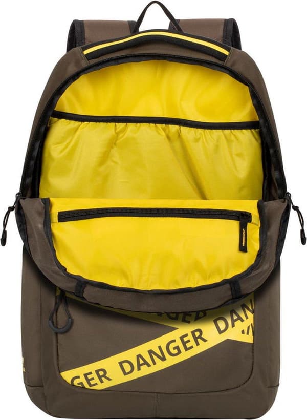 Rivacase Erebus anteckningsboksväska 39,6 cm (15,6") Ryggsäck Khaki, Gul