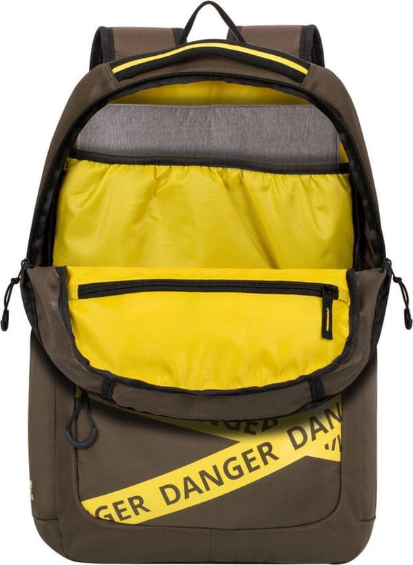 Rivacase Erebus anteckningsboksväska 39,6 cm (15,6") Ryggsäck Khaki, Gul
