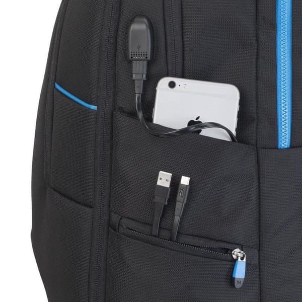 RivaCase 7860 - Laptop Gaming Ryggsäck - 17,3 tum - Extra fack för 10,1 tums surfplatta - Svart