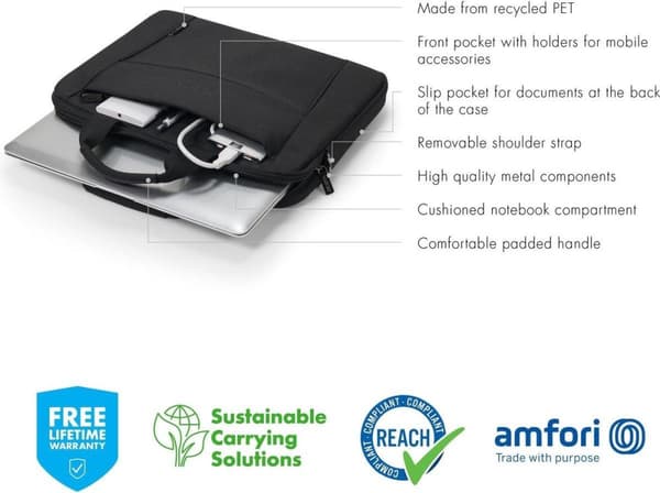 Dicota Eco Slim Case BASE notebookväska 31,8 cm (12,5") Portfölj Svart