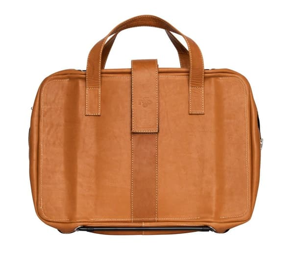 R-Go Viva Laptopväska, Fullnarvsläder, Med integrerat laptopställ, Axelrem, 15,6", Brun