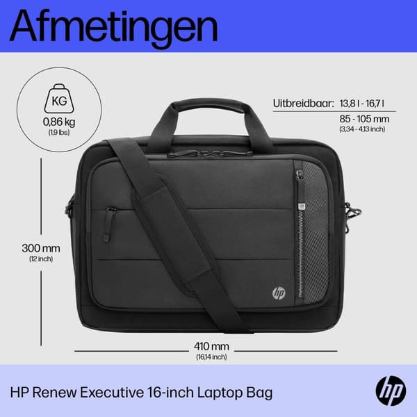 HP Renew Executive - Notebook skuldertaske - 40,9 cm (16,1") - sort - til ZBook Fury 16 G9 Mobile Workstation