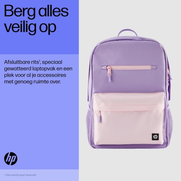 HP Campus -reppu (Lavender) - 50% kierrätettyä muovia, LDPE-pussi sisältää 100% kierrätettyä muovia, Ripustuslappu on valmistettu... - 295 mm - 185 mm
