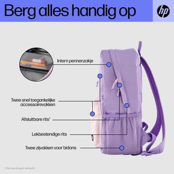 HP Campus -reppu (Lavender) - 50% kierrätettyä muovia, LDPE-pussi sisältää 100% kierrätettyä muovia, Ripustuslappu on valmistettu... - 295 mm - 185 mm