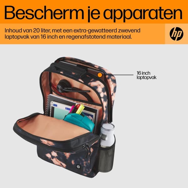 HP Campus XL-rygsæk (Tie Dye) - 50 % genanvendt plastik, LDPE-pose indeholder 100 % genbrugsplast, Bøjlemærke er lavet... - 305 mm - 165 mm - 430 mm -