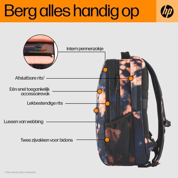 HP Campus XL-rygsæk (Tie Dye) - 50 % genanvendt plastik, LDPE-pose indeholder 100 % genbrugsplast, Bøjlemærke er lavet... - 305 mm - 165 mm - 430 mm -