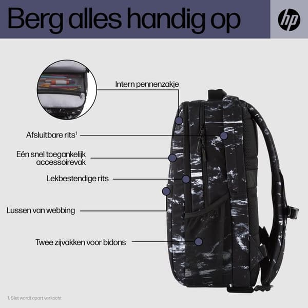HP - Campus XL - Notebook-rygsæk - 40,9 cm (16,1") - Stenmarmor (7J592AA)