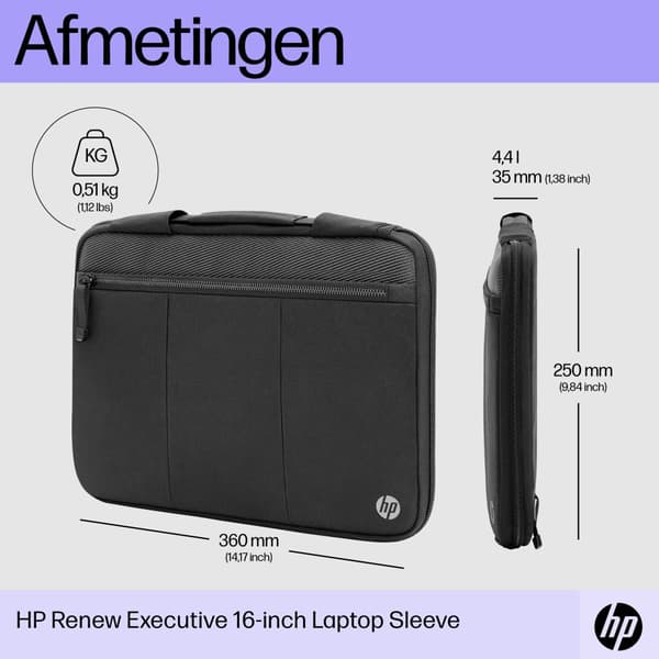 HP Renew Executive - Notebook-fodral - 35,8 cm (14,1") - Svart - för P/N: 5P6P8EA#ABU