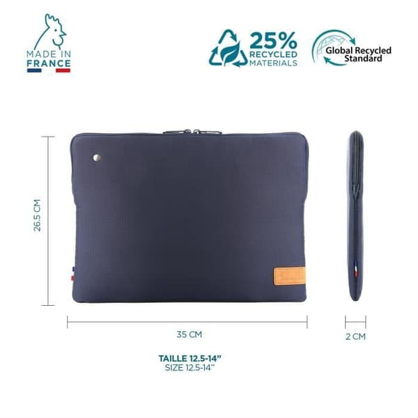 Laptopfodral 12,5 - 14'' Tillverkad i Frankrike 25% återvunnet 12,5-14''