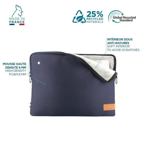 Laptopfodral 12,5 - 14'' Tillverkad i Frankrike 25% återvunnet 12,5-14''