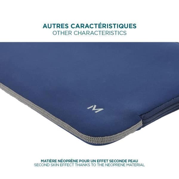 Laptopfodral 12.5-14" i Neopren - Ultra-mjuk - Optimal skydd - Mörkblå och Grå - MOBILIS