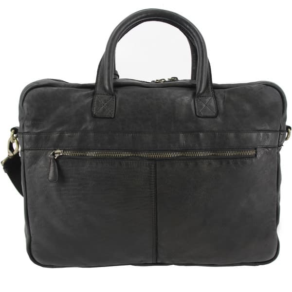 Juscha JU-48200 Laptop Portfölj Roberto Romano FIRENZE Svart, Äkta Läder 29x40x10cm