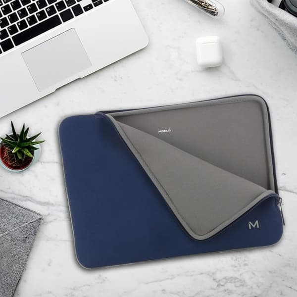 Laptopfodral 12.5-14" i Neopren - Ultra-mjuk - Optimal skydd - Mörkblå och Grå - MOBILIS
