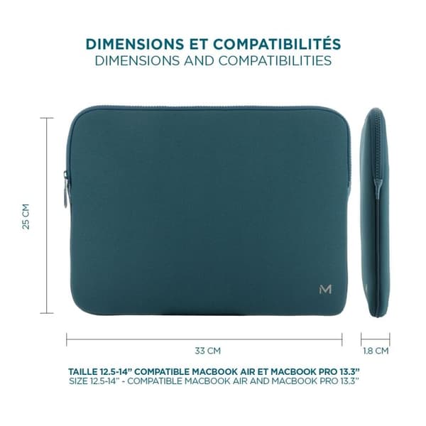 Fodral för 12,5''-14'' Memory Computer, 13'' MacBook Air Sleeve, Preussian Blue and Grey, MOBILIS