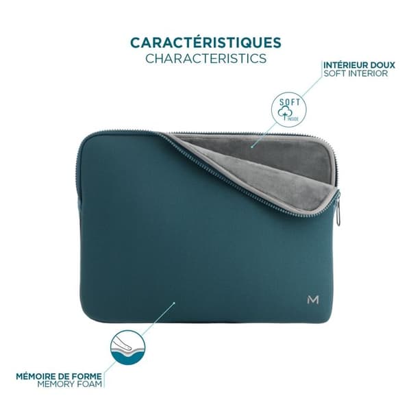 Fodral för 12,5''-14'' Memory Computer, 13'' MacBook Air Sleeve, Preussian Blue and Grey, MOBILIS