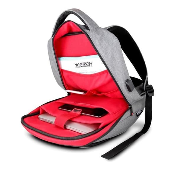 Ryggsäck för bärbar dator - URBAN FACTORY - MCE15UF - 15,6'' - USB-port - Grå melerat