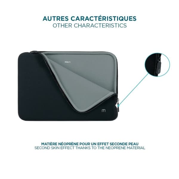 Neoprenfodral för 14"-16" Laptop - MOBILIS - Skin Sleeve - Svart och grå