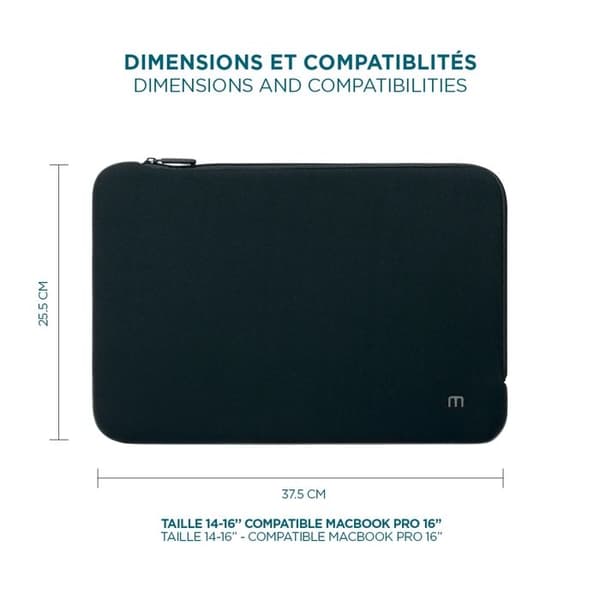 Neoprenfodral för 14"-16" Laptop - MOBILIS - Skin Sleeve - Svart och grå