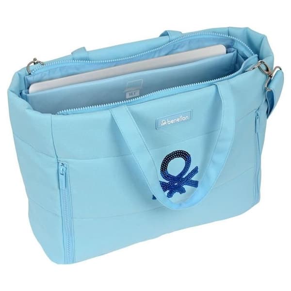 Laptopfodral Benetton paljetter ljusblå (54 x 31 x 17 cm)