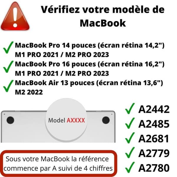 Skyddskydd för Macbook Pro 14 (14,2) Pro 16 (16,2) Air 13 (13,6) - Transparent silikon tangentbord AZERTY EU-layout Phonillico